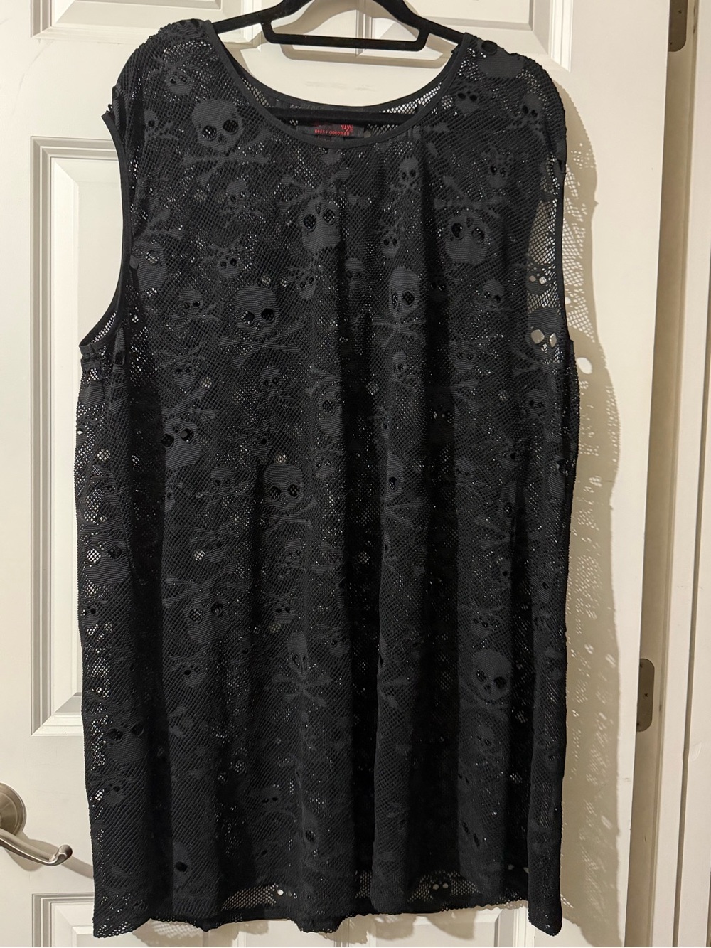 Tripp NYC Black Mesh Skull Tank Top